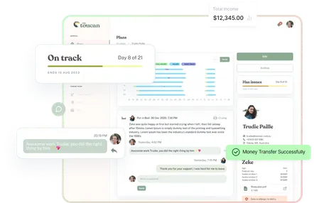 Sleep analytics dashboard showing client progress