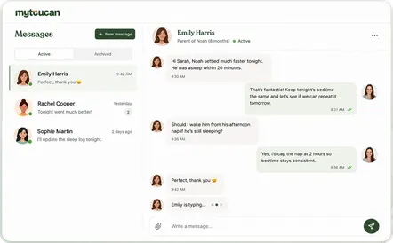 Client chat between a consultant and a parent