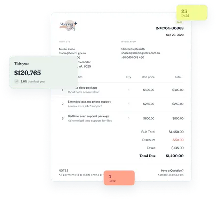 Professional invoice created in mytoucan